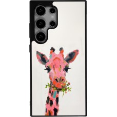 Samsung Galaxy S25 Ultra Case Hülle - Silikon schwarz Pink Girafe Paint