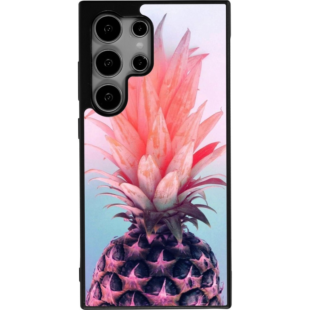 Coque Samsung Galaxy S25 Ultra - Silicone rigide noir Purple Pink Pineapple