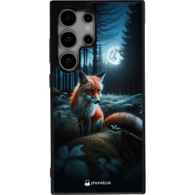 Coque Samsung Galaxy S25 Ultra - Silicone rigide noir Renard lune forêt