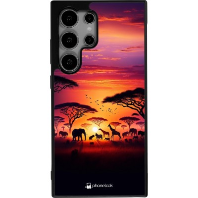 Coque Samsung Galaxy S25 Ultra - Silicone rigide noir Safari sunset wildlife