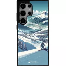 Coque Samsung Galaxy S25 Ultra - Silicone rigide noir Snowboarder Montagne