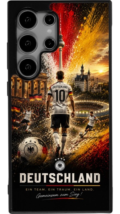 Coque Samsung Galaxy S25 Ultra - Silicone rigide noir Football Allemagne splash 2026