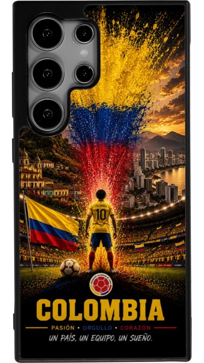 Coque Samsung Galaxy S25 Ultra - Silicone rigide noir Football Colombie splash 2026