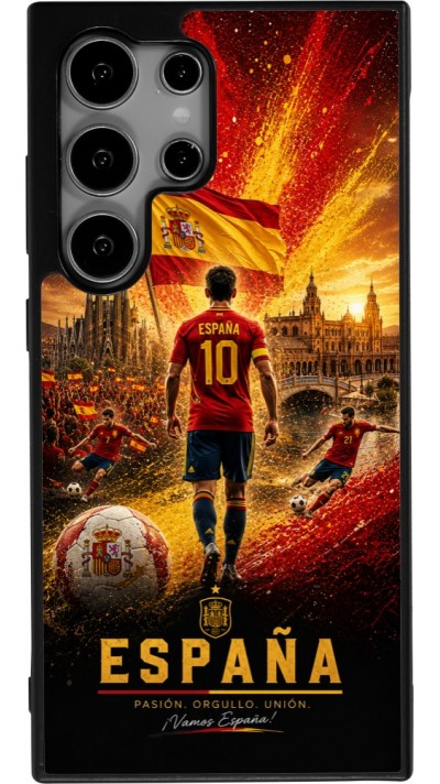 Coque Samsung Galaxy S25 Ultra - Silicone rigide noir Football Espagne splash 2026