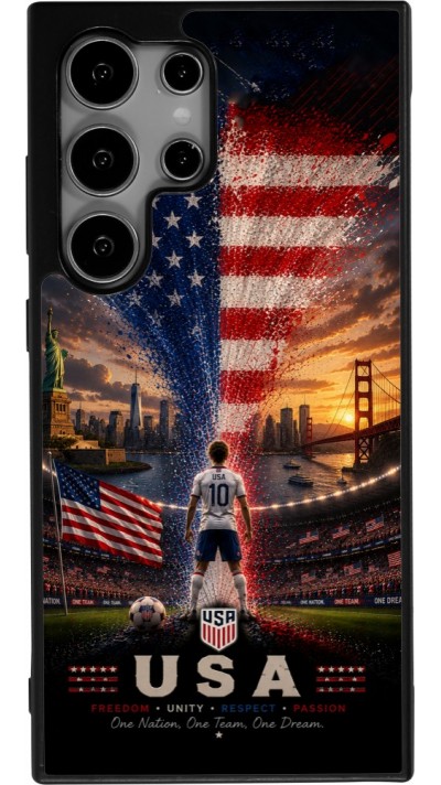 Coque Samsung Galaxy S25 Ultra - Silicone rigide noir Football États-Unis splash 2026