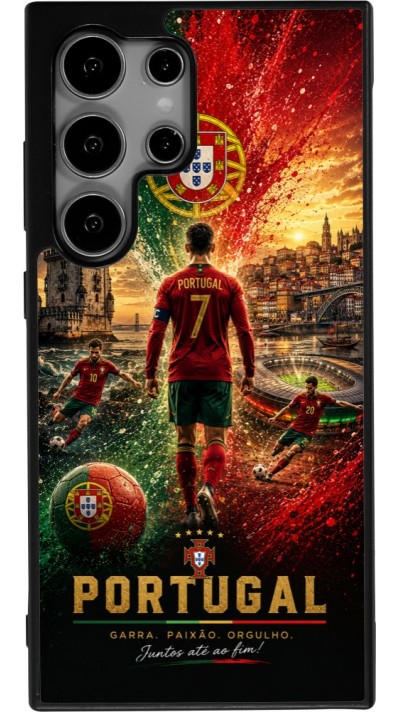 Coque Samsung Galaxy S25 Ultra - Silicone rigide noir Football Portugal splash 2026