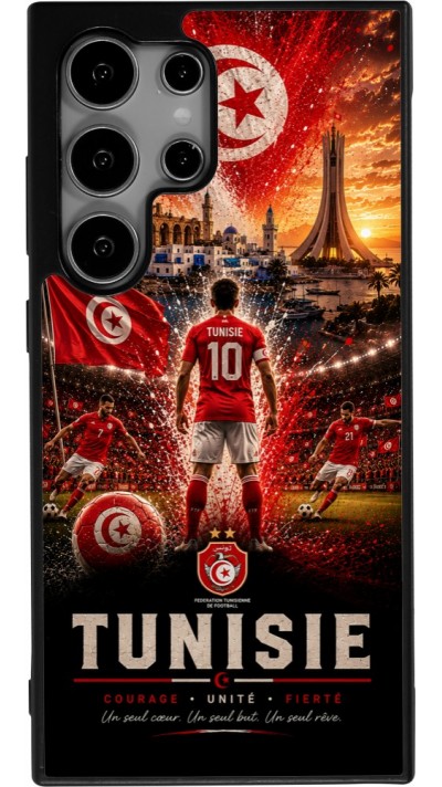 Coque Samsung Galaxy S25 Ultra - Silicone rigide noir Football Tunisie splash 2026