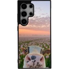 Samsung Galaxy S25 Ultra Case Hülle - Silikon schwarz Cow with tulips Spring 2026