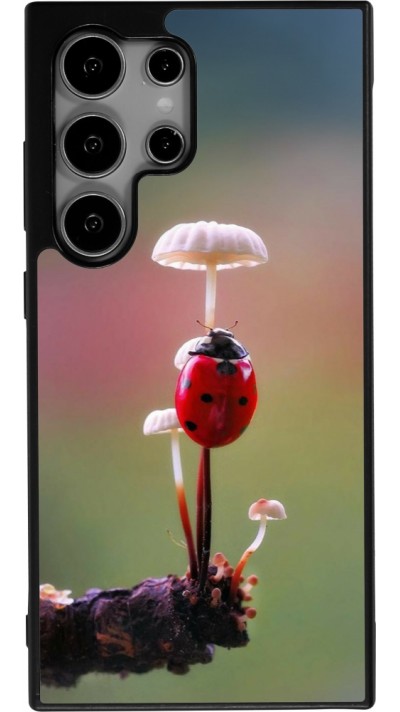 Samsung Galaxy S25 Ultra Case Hülle - Silikon schwarz Ladybird on a mushroom Spring 2026