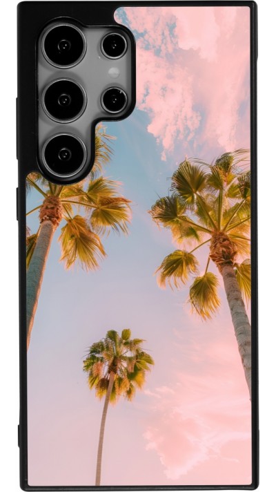 Coque Samsung Galaxy S25 Ultra - Silicone rigide noir Summer 2025 Palmiers