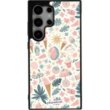 Coque Samsung Galaxy S25 Ultra - Silicone rigide noir Summer Pink Pattern