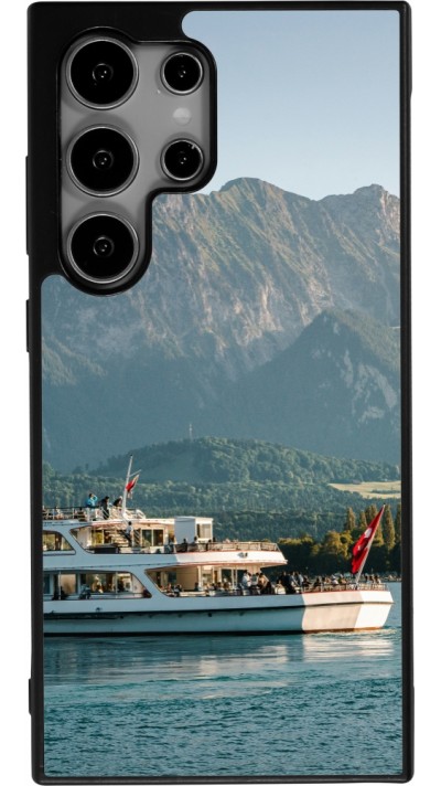 Samsung Galaxy S25 Ultra Case Hülle - Silikon schwarz  Nationalfeiertag Schweiz Bateau Leman