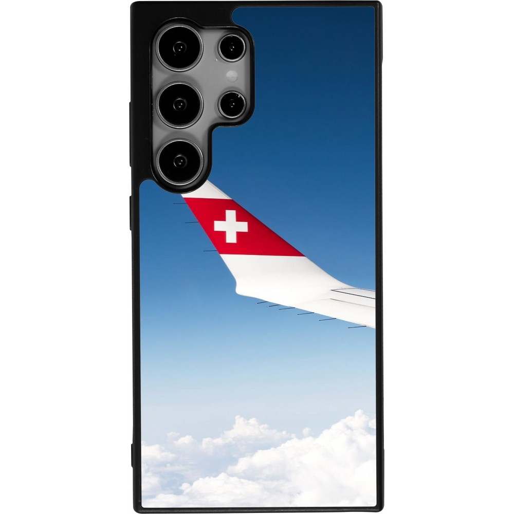 Coque Samsung Galaxy S25 Ultra - Silicone rigide noir Fête Nationale Suisse Sky Swiss Flag