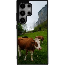 Coque Samsung Galaxy S25 Ultra - Silicone rigide noir Fête Nationale Suisse Vaches