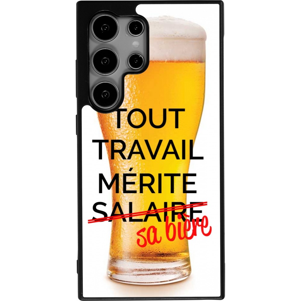 Coque Samsung Galaxy S25 Ultra - Silicone rigide noir Tout travail mérite sa bière