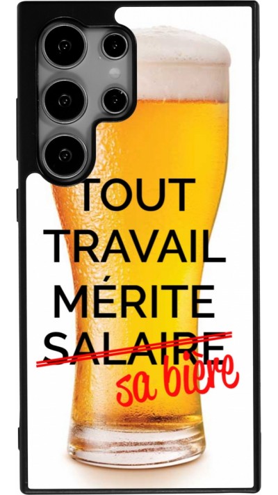 Coque Samsung Galaxy S25 Ultra - Silicone rigide noir Tout travail mérite sa bière