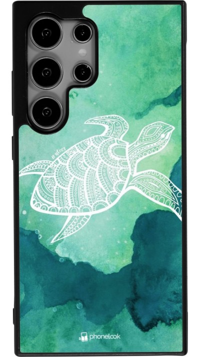 Coque Samsung Galaxy S25 Ultra - Silicone rigide noir Turtle Aztec Watercolor