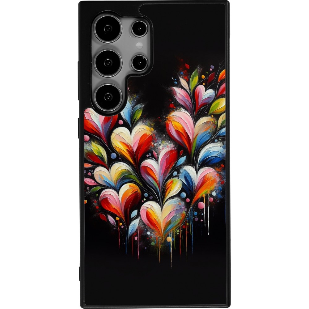Samsung Galaxy S25 Ultra Case Hülle - Silikon schwarz Valentin 2024 Schwarzes Herz Abstrakt
