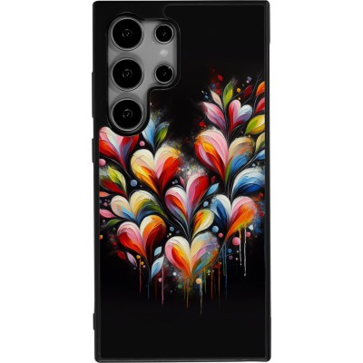 Samsung Galaxy S25 Ultra Case Hülle - Silikon schwarz Valentin 2024 Schwarzes Herz Abstrakt