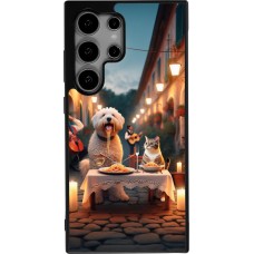Samsung Galaxy S25 Ultra Case Hülle - Silikon schwarz Valentin 2024 Hund & Katze Kerzenlicht