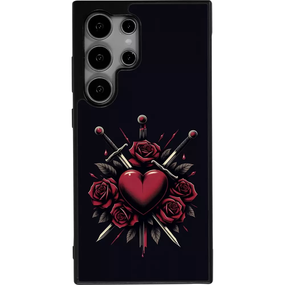 Coque Samsung Galaxy S25 Ultra - Silicone rigide noir Valentine 2024 gothic love
