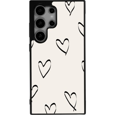 Samsung Galaxy S25 Ultra Case Hülle - Silikon schwarz Valentine 2023 minimalist hearts