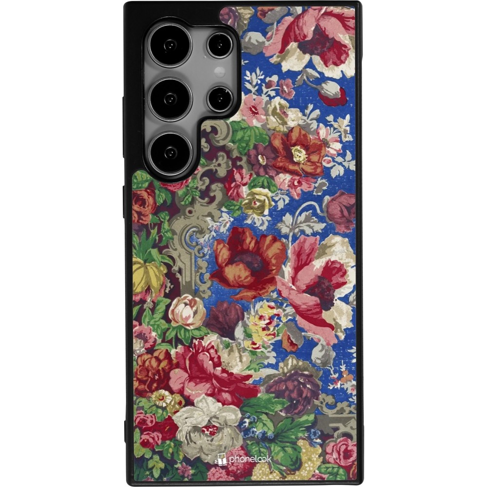 Coque Samsung Galaxy S25 Ultra - Silicone rigide noir Vintage Art Flowers
