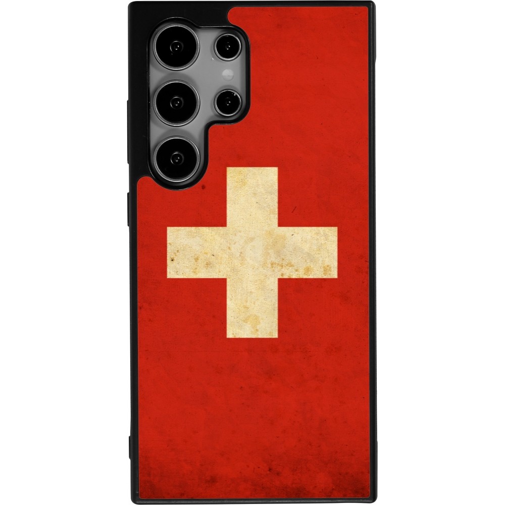 Coque Samsung Galaxy S25 Ultra - Silicone rigide noir Vintage Flag SWISS