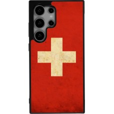 Coque Samsung Galaxy S25 Ultra - Silicone rigide noir Vintage Flag SWISS