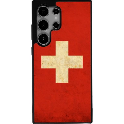 Samsung Galaxy S25 Ultra Case Hülle - Silikon schwarz Vintage Flag SWISS