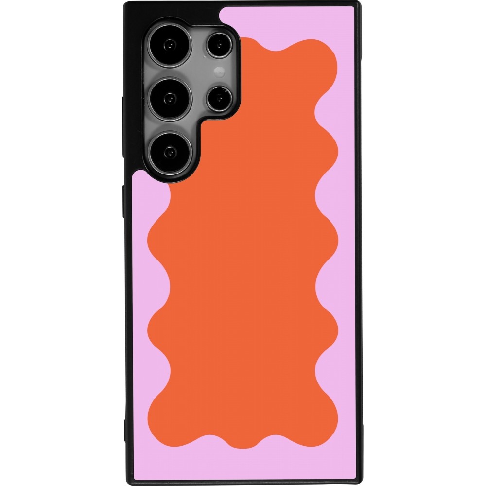 Samsung Galaxy S25 Ultra Case Hülle - Silikon schwarz Wavy Rectangle Orange Pink