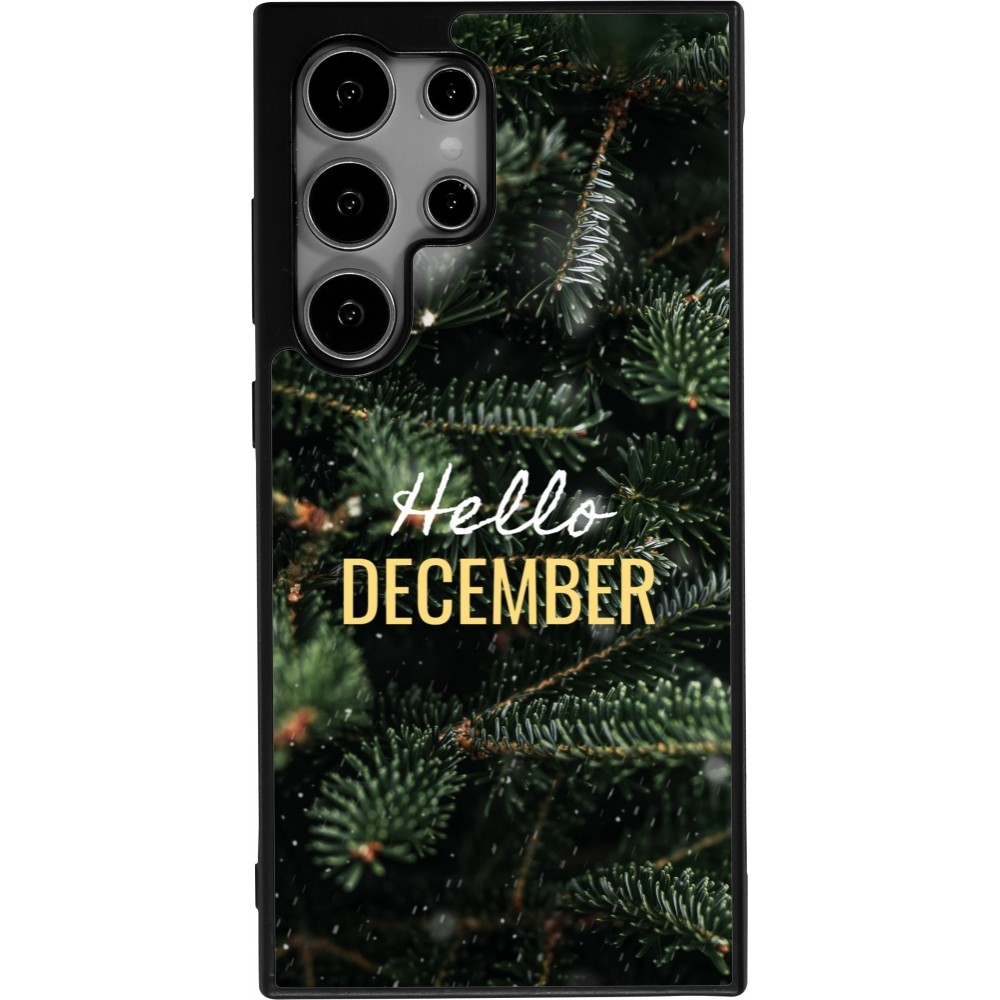 Coque Samsung Galaxy S25 Ultra - Silicone rigide noir Winter 25 Winter hello december