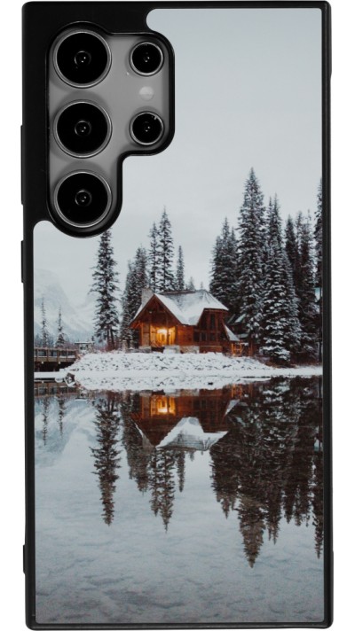 Coque Samsung Galaxy S25 Ultra - Silicone rigide noir Winter 25 Winter house forest afternoon
