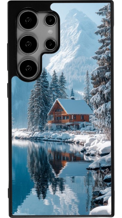 Coque Samsung Galaxy S25 Ultra - Silicone rigide noir Winter 25 Winter house forest day