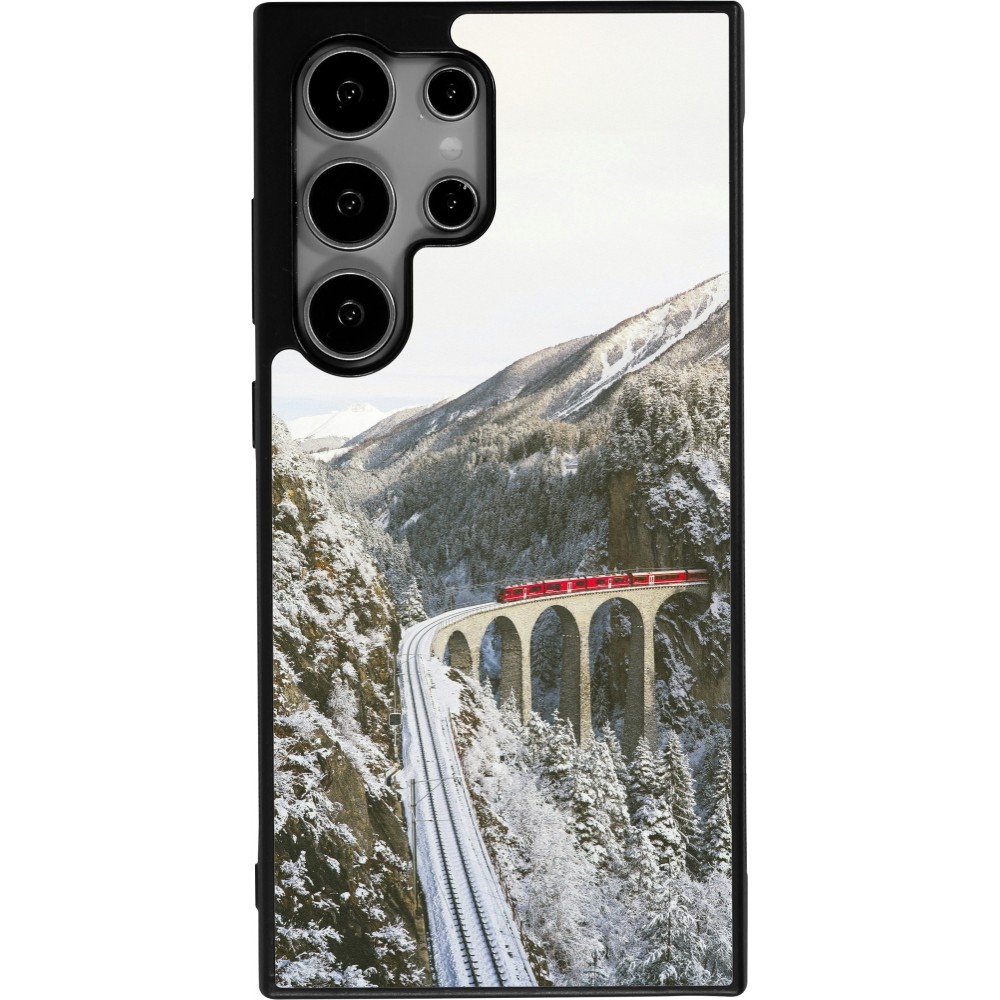 Coque Samsung Galaxy S25 Ultra - Silicone rigide noir Winter 25 Winter polar express