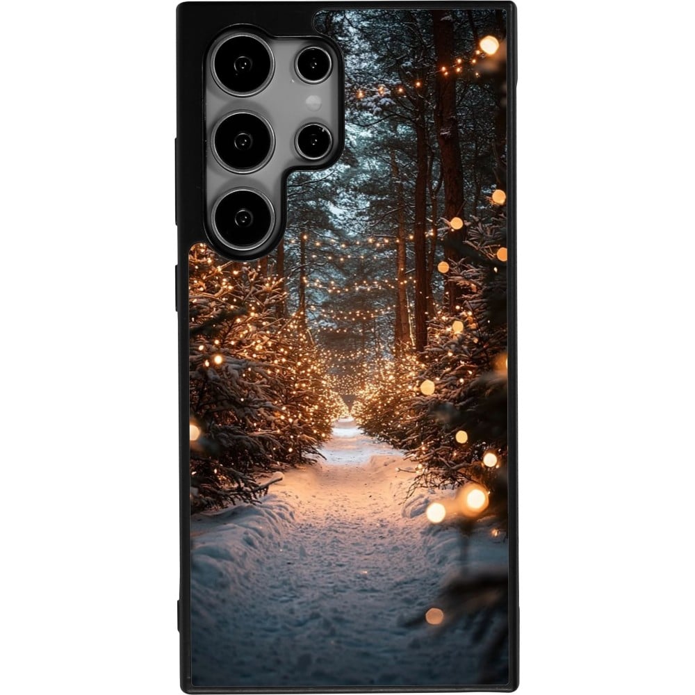 Coque Samsung Galaxy S25 Ultra - Silicone rigide noir Winter 25 Winter snowy road