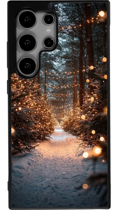 Coque Samsung Galaxy S25 Ultra - Silicone rigide noir Winter 25 Winter snowy road