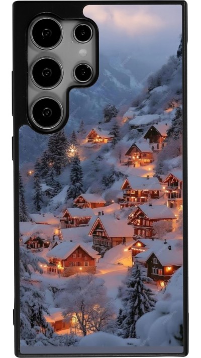 Coque Samsung Galaxy S25 Ultra - Silicone rigide noir Winter 25 Winter snowy village