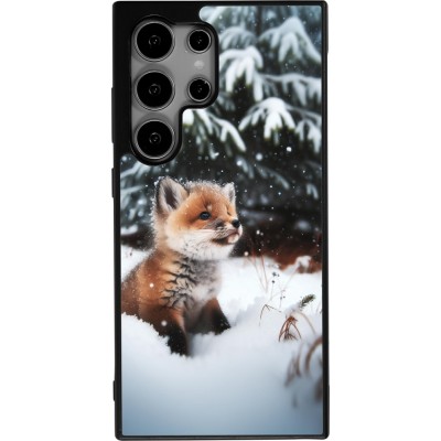 Coque Samsung Galaxy S25 Ultra - Silicone rigide noir Noël 2023 Renardeau sapin