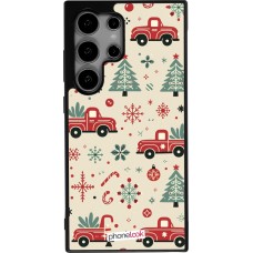 Coque Samsung Galaxy S25 Ultra - Silicone rigide noir Noël 2024 Camion Sapin