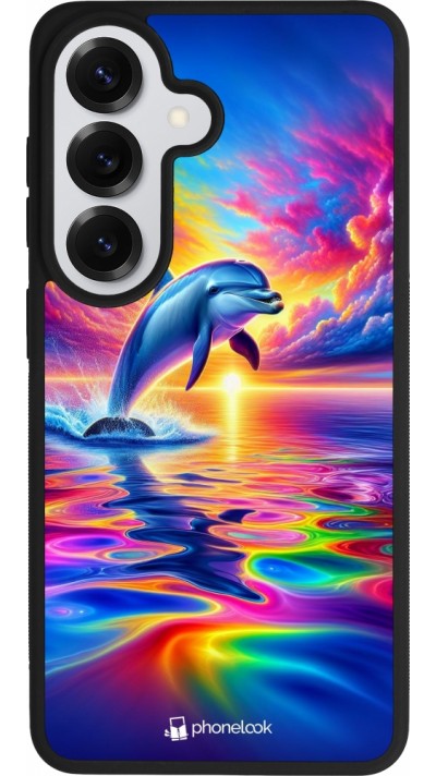 Samsung Galaxy S26 Case Hülle - Silikon schwarz Glücklicher Regenbogen-Delfin