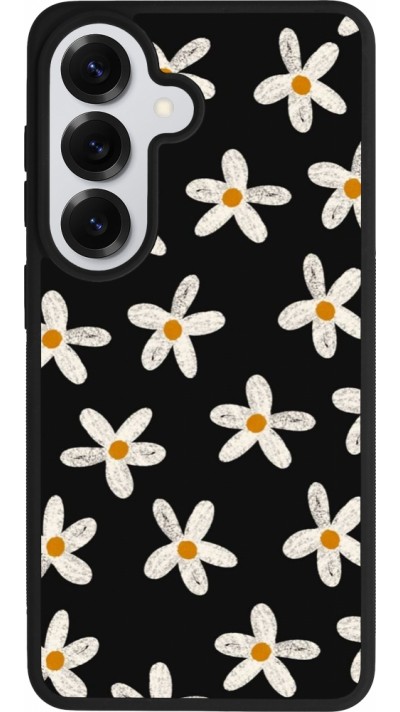 Coque Samsung Galaxy S26 - Silicone rigide noir Easter 2024 white on black flower