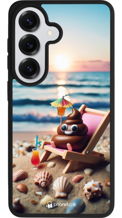Samsung Galaxy S26 Case Hülle - Silikon schwarz Kackhaufen Emoji auf Liegestuhl