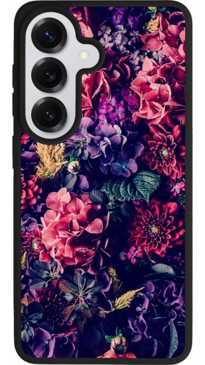 Samsung Galaxy S26 Case Hülle - Silikon schwarz Flowers Dark
