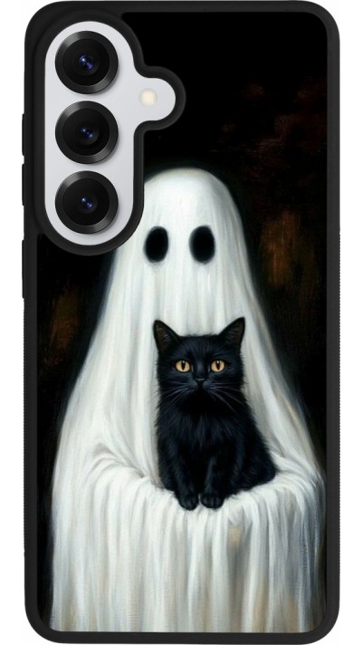 Coque Samsung Galaxy S26 - Silicone rigide noir Halloween 2025 Ghost with black cat