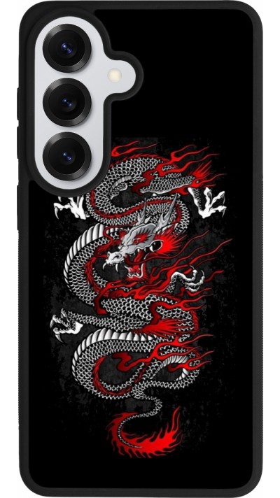 Coque Samsung Galaxy S26 - Silicone rigide noir Japanese style Dragon Tattoo Red Black