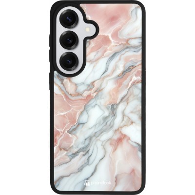 Coque Samsung Galaxy S26 - Silicone rigide noir Marbre Rose Lumineux