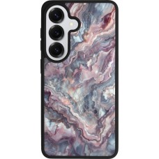 Coque Samsung Galaxy S26 - Silicone rigide noir Marbre violette argentée