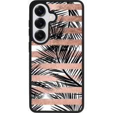 Samsung Galaxy S26 Case Hülle - Silikon schwarz Palm trees gold stripes