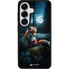 Coque Samsung Galaxy S26 - Silicone rigide noir Renard lune forêt